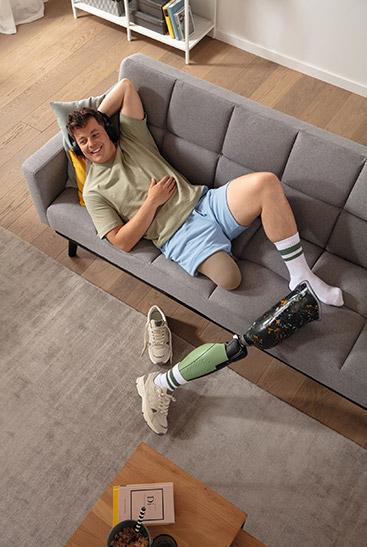 Man wearing Juzo Classic Seamless stump shrinkers