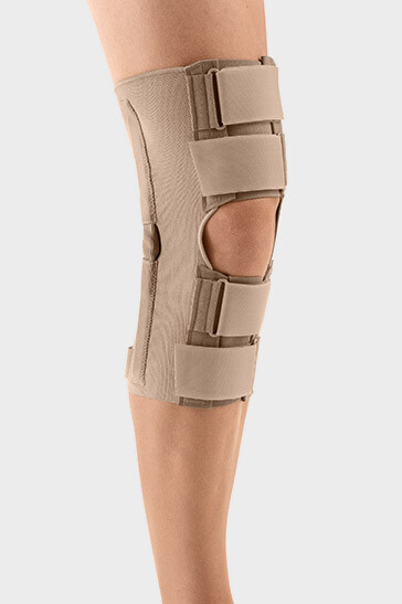 Velcro fasteners Knee with Velcro fasteners with diverting loops for individual compression adjustment
